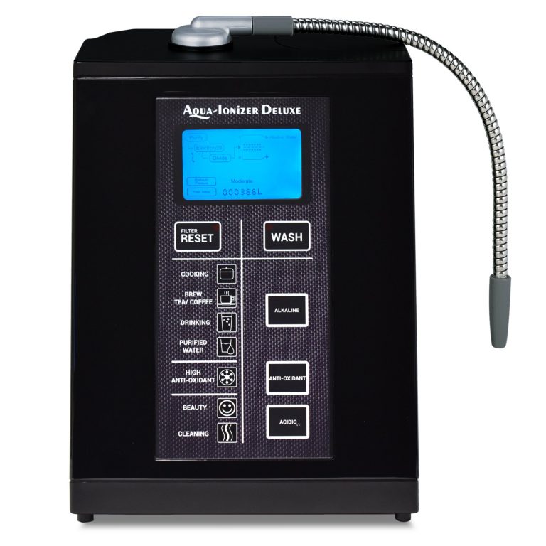 Aqua Ionizer Deluxe 9.5 Anti-Oxidant Boost Water Ionizer | Alkaline Water Filtration System | Produces pH 3.0-11.5 Alkaline Water | Up to -880mV ORP | 4000 Liters Per Filter | 7 Water Settings