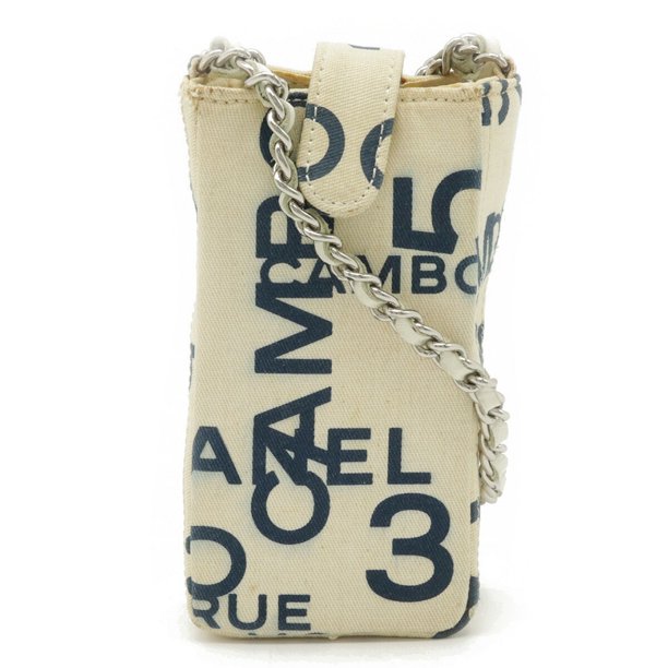 Authenticated Used CHANEL Chanel by sea mobile case iQOS IQOS shoulder pouch canvas ivory white navy