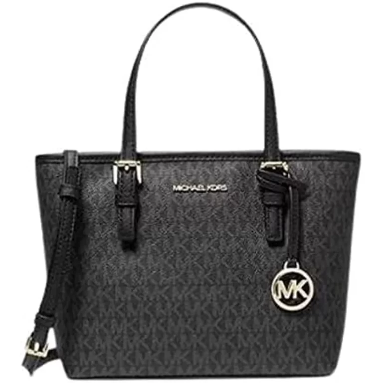 Michael Kors Xs Carry All Jet Set Travel Womens Tote (Black Sig/Gold) …