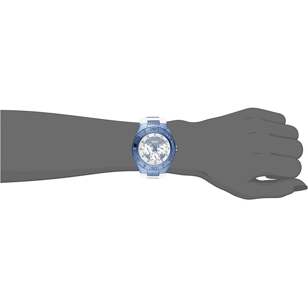 Women’s U0653L2 Sporty White Silicone Watch with Sky Blue Accents and M