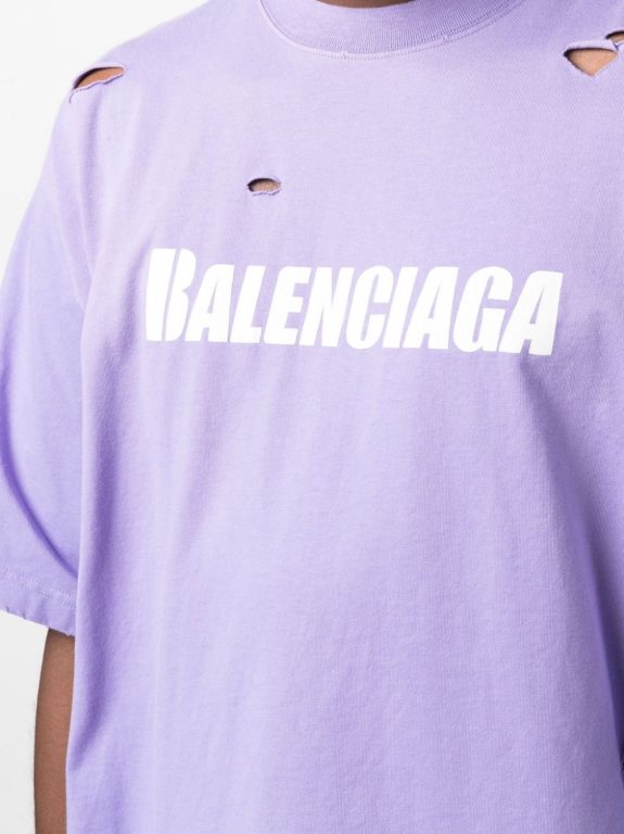 Balenciaga logo print distressed-finish T-shirt