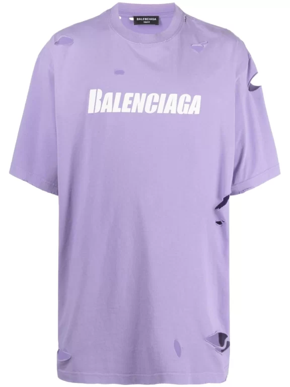 Balenciaga logo print distressed-finish T-shirt