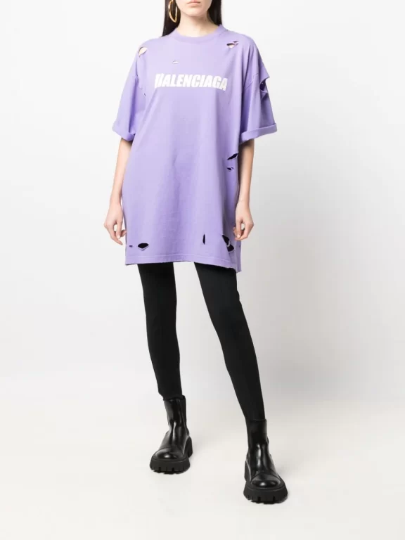 Balenciaga logo print distressed-finish T-shirt