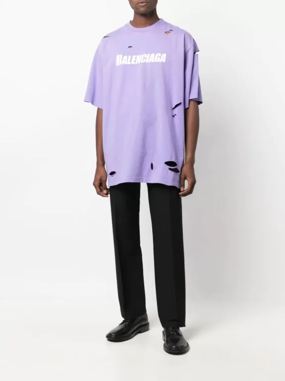 Balenciaga logo print distressed-finish T-shirt