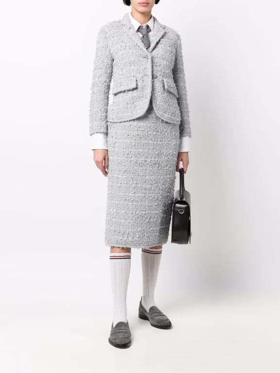 View The Look Image 3 of Thom Browne tweed single-breasted wool blazer Image 4 of Thom Browne tweed single-breasted wool blazer Image 5 of Thom Browne tweed single-breasted wool blazer  Thom Browne tweed single-breasted wool blazer