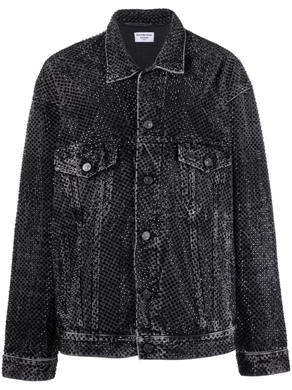 Balenciaga oversize crystal-embellished denim jacket