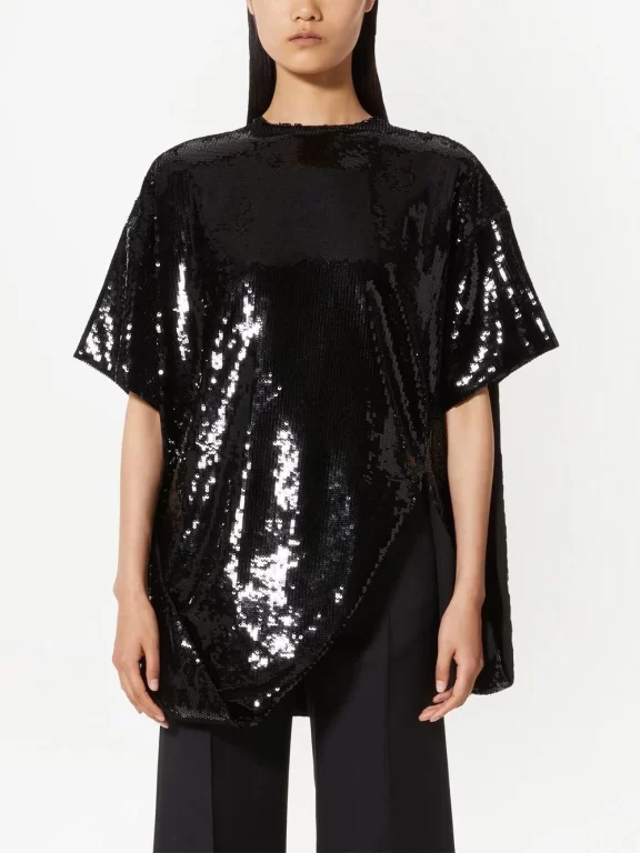 Valentino Garavani sequin-embroidered organza T-shirt