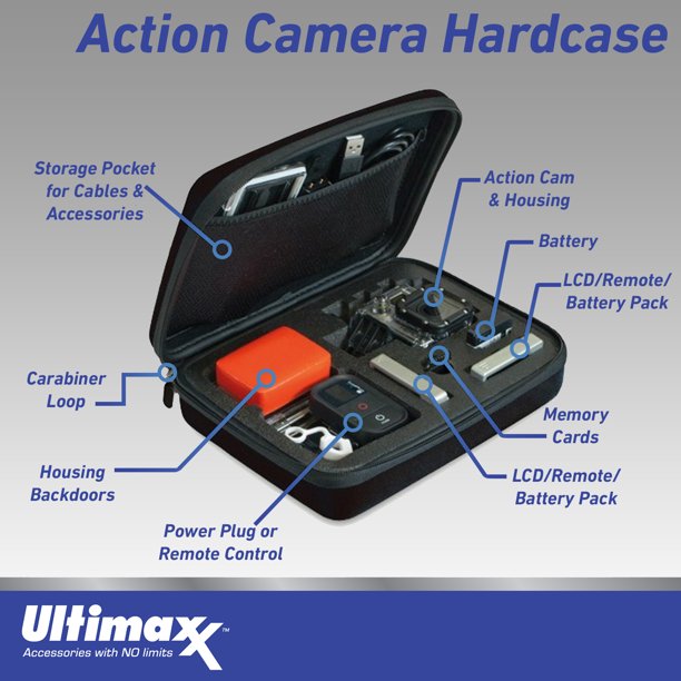Ultimaxx Starter Bundle + GoPro HERO11 (Hero 11) + 1x Replacement Batteries, Water-Resistant Action Camera Case, Chest & Head Straps with Action Camera Mount & More (18pc Bundle)