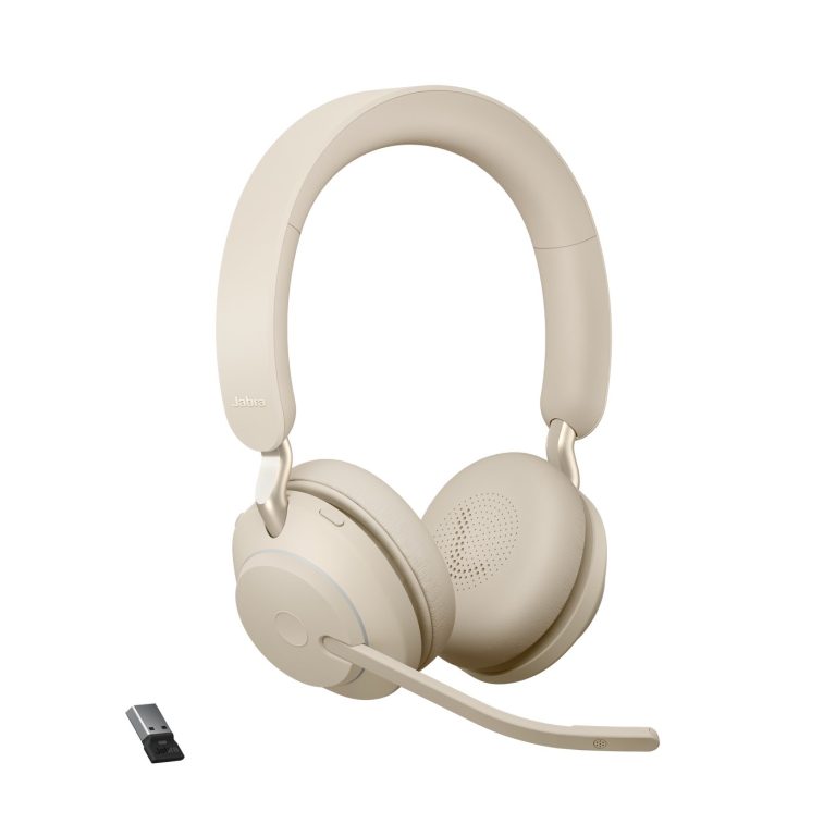 Jabra Evolve2 65 USB-A UC Stereo – Beige Wireless Headset / Music Headphones