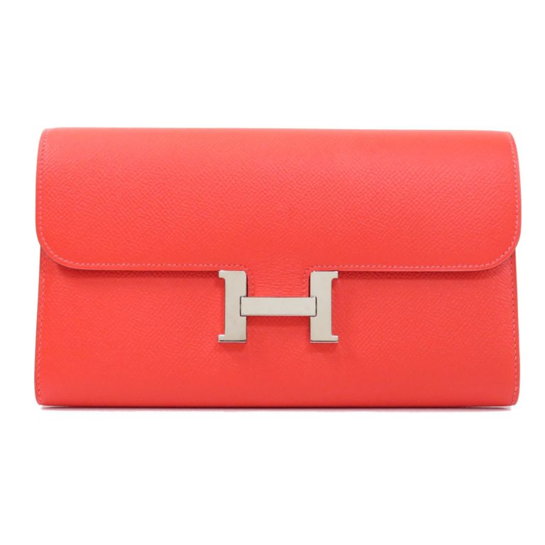 Authenticated Used Hermes Constance Long Rose Jaipur Wallet Epson Ladies HERMES