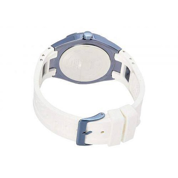 Women’s U0653L2 Sporty White Silicone Watch with Sky Blue Accents and M