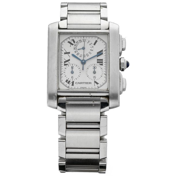 Cartier Tank Francaise 2303 Chronograph Stainless Steel Swiss Quartz Wrist Watch