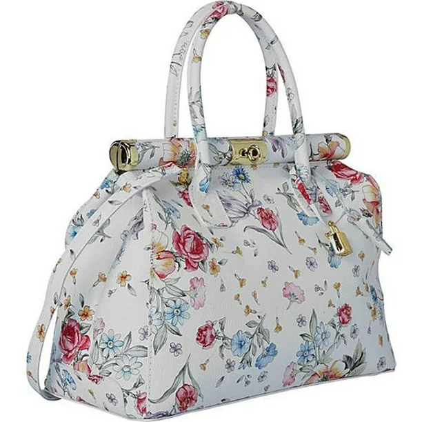 Sharo Floral Design Italian Leaher Tote and Shoulder Bag