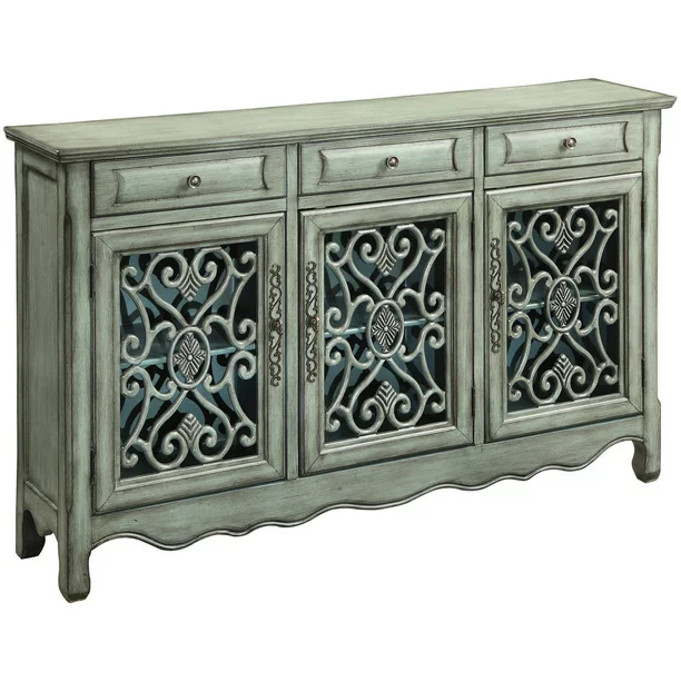 3-Door Accent Cabinet Antique Green