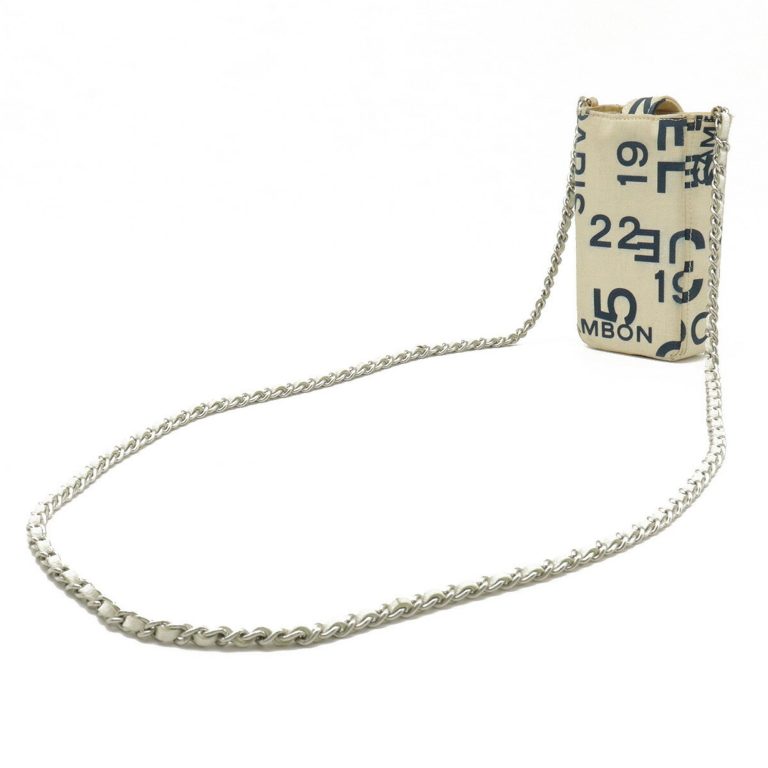 Authenticated Used CHANEL Chanel by sea mobile case iQOS IQOS shoulder pouch canvas ivory white navy