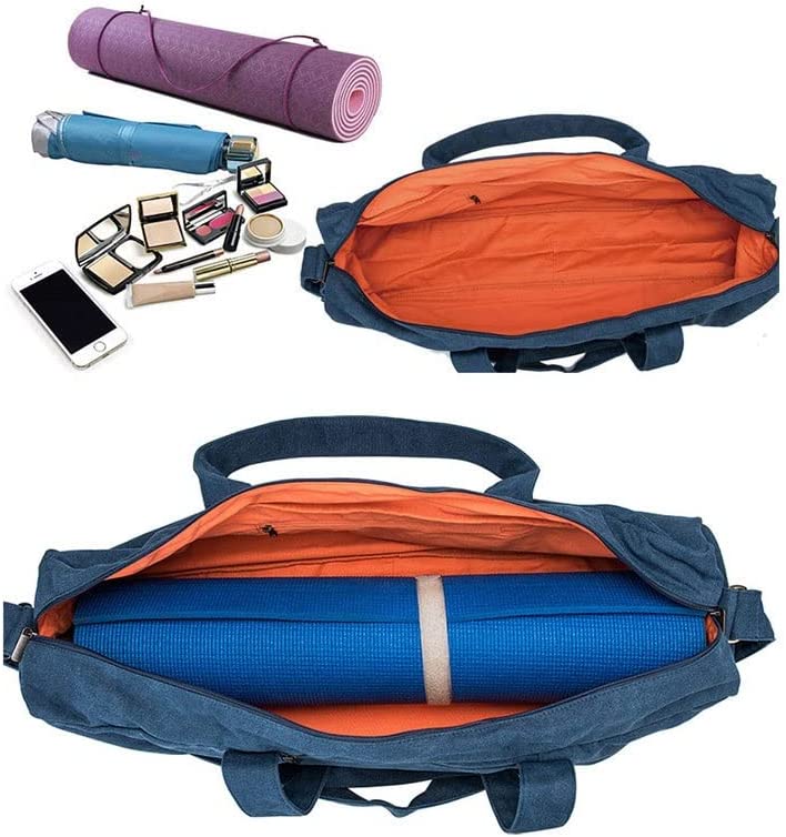 WSSBK Canvas Yoga Mat Bag Fitness Gym Bags for Women Training Sports Shouder Pilates Carrier Solid (Color : B, Size : 22x70x16cm)