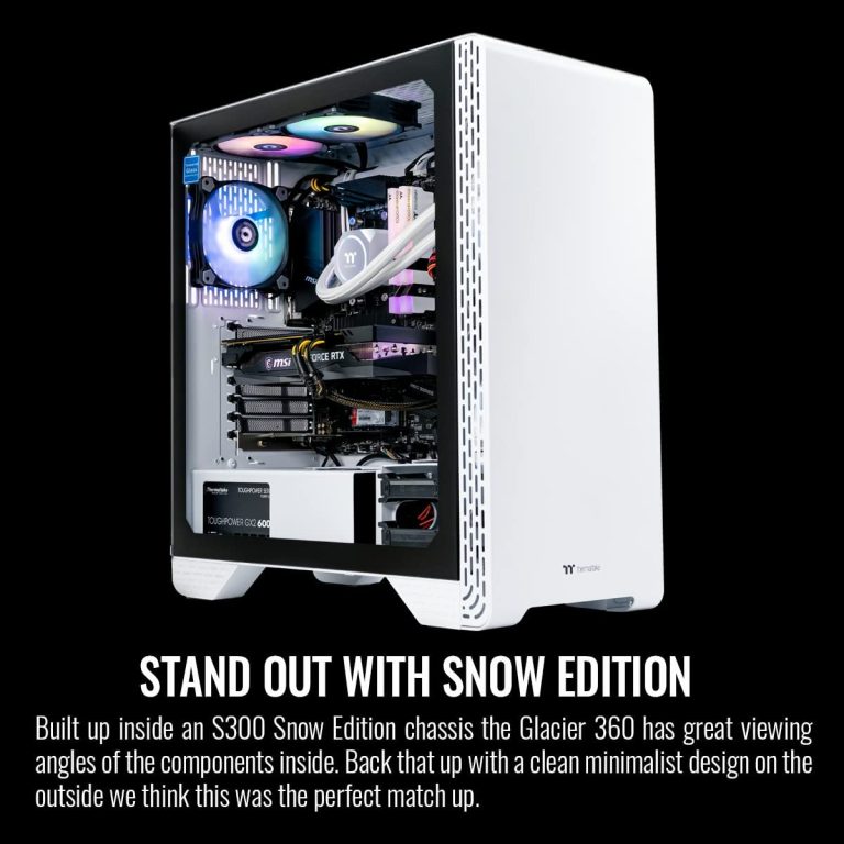 Thermaltake Glacier 360 Liquid-Cooled PC (AMD Ryzen 5 5600X, RTX 3060, 16GB 3600Mhz DDR4 ToughRAM RGB Memory, 1TB NVMe M.2, WiFi, Win 10 Home) Gaming Desktop Computer S3WT-B550-G36-LCS