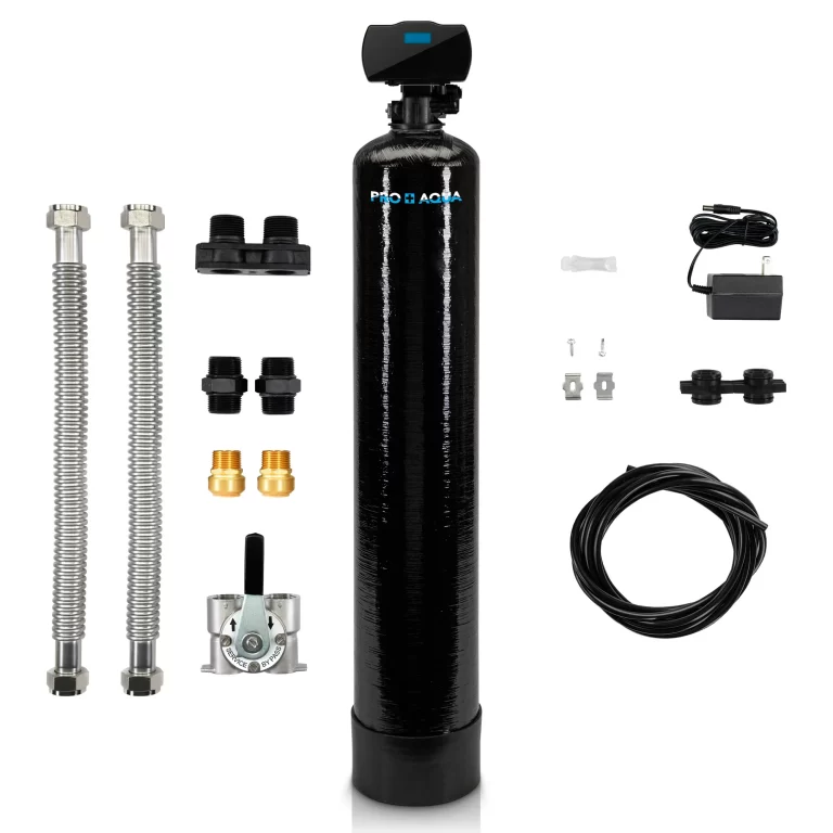 PRO+AQUA Whole House Filter System For Well Water, High Capacity, Proven Contaminant Removal, Auto-Clean, Small Footprint, Zero Water Pressure Drop, US Customer Support, 5 Year Warranty, Built in