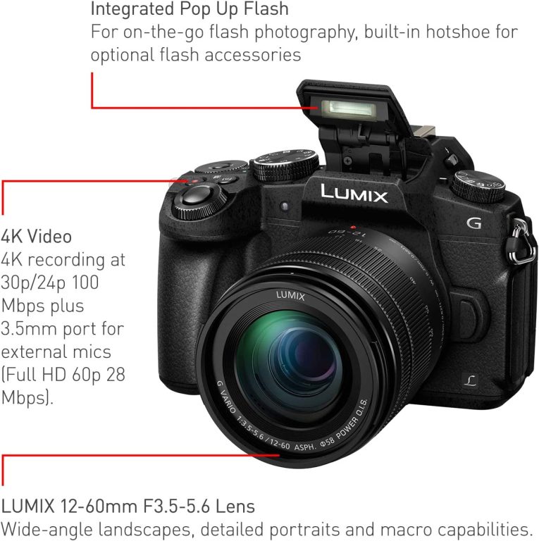 Panasonic LUMIX G85 4K Digital Camera, 12-60mm Power O.I.S. Lens, 16 Megapixel Mirrorless Camera, 5 Axis In-Body Dual Image Stabilization, 3-Inch Tilt and Touch LCD, DMC-G85MK (Black) Visit the Panasonic Store