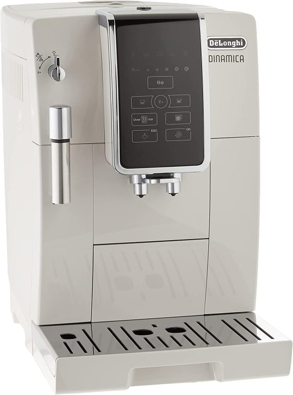 De’Longhi ECAM35020W Dinamica Automatic Coffee & Espresso Machine Iced-Coffee, Burr Grinder + Descaling Solution