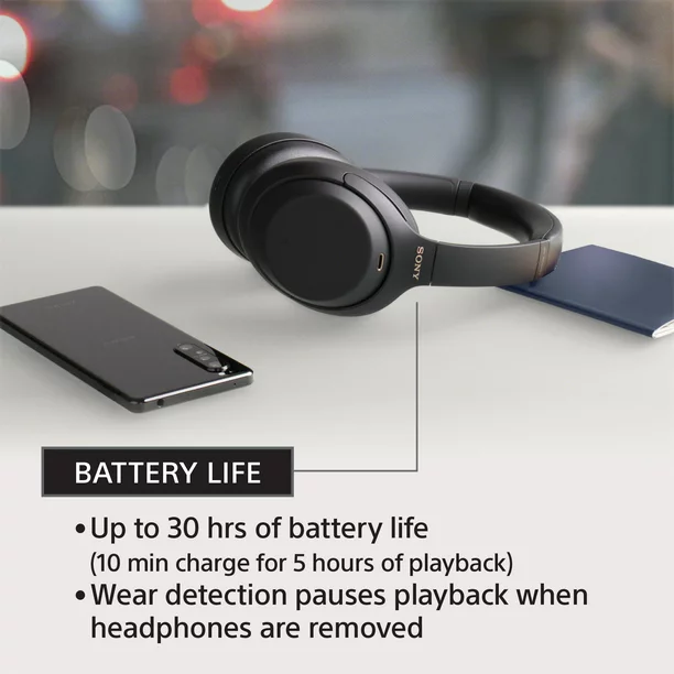 Sony WH-1000XM4 Wireless Noise Canceling Over-the-Ear Headphones with Google Assistant – Black