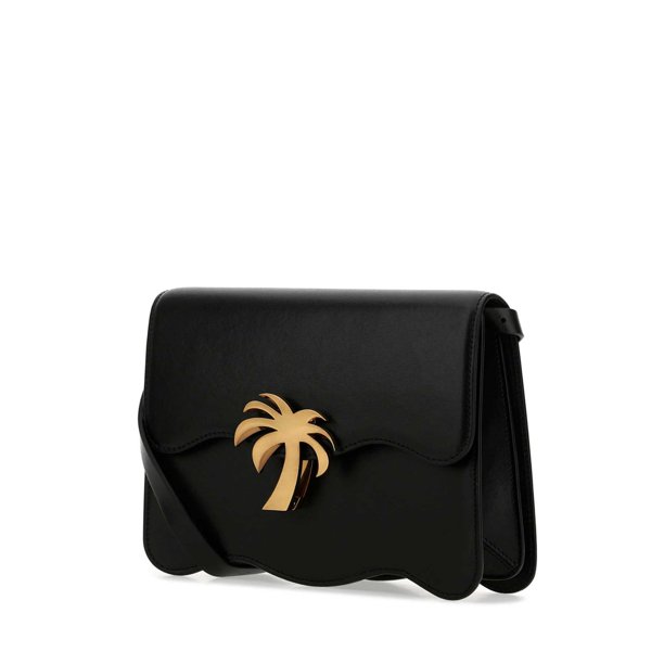 PALM ANGELS Black leather Palm Beach crossbody bag