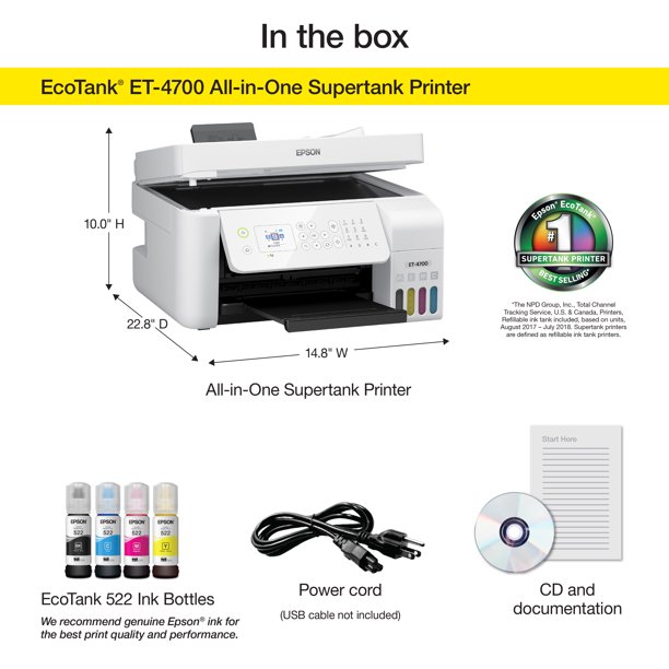 Epson EcoTank ET-4700 Wireless All-in-One Color Supertank Printer
