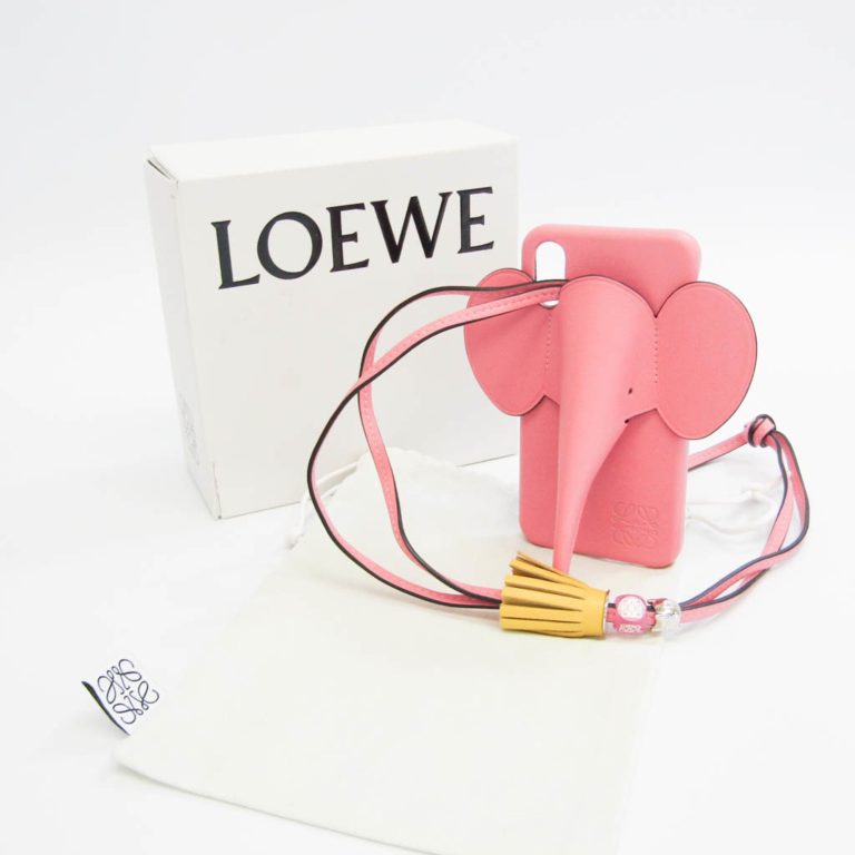 Authenticated Used Loewe Leather Phone Bumper For IPhone X Pink elephant