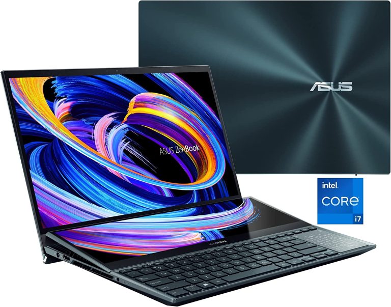 ASUS ZenBook Pro Duo 15 UX582 Laptop, 15.6” OLED 4K Touch Display, i7-12700H, 16GB, 1TB, GeForce RTX 3060, ScreenPad Plus, Windows 11 Home, Celestial Blue, UX582ZM-AS76T