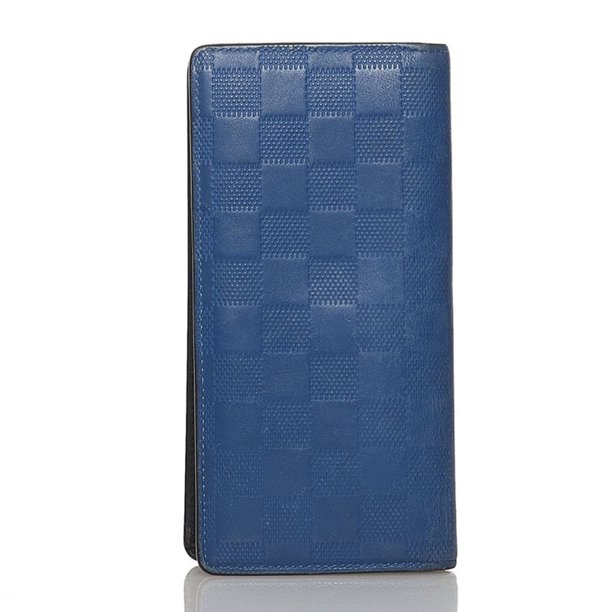 Authenticated Used Louis Vuitton Damier Infini Portefeuille Brother Long Wallet N60081 Neon Blue Leather Men’s LOUIS VUITTON