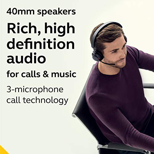 Jabra Evolve2 65 MS Wireless Headphones with Link380a, Stereo, Black â€“ Bluetooth Headset for Calls and Music, 37 Hours of Battery Life, Passive Noise Cancelling