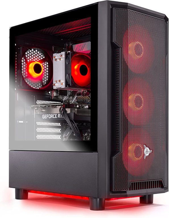 Skytech Shadow Gaming PC Desktop – AMD Ryzen 5 3600 3.6 GHz, NVIDIA RTX 3060, 1TB NVME SSD, 16GB DDR4 RAM 3200, 600W Gold PSU, 11AC Wi-Fi, Windows 11 Home 64-bit