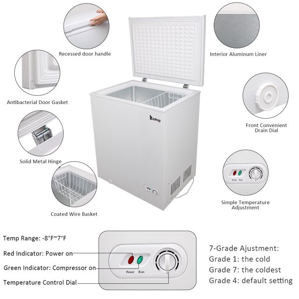 BD-150 AC115V/60Hz 143L/ 5.0 CU.FT Single Door Horizontal Freezer White