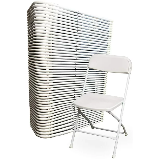 EventStable Titanpro White Plastic Folding Chair Lightweight Outdoor Chair Set for Parties Banquet 50 Pack
