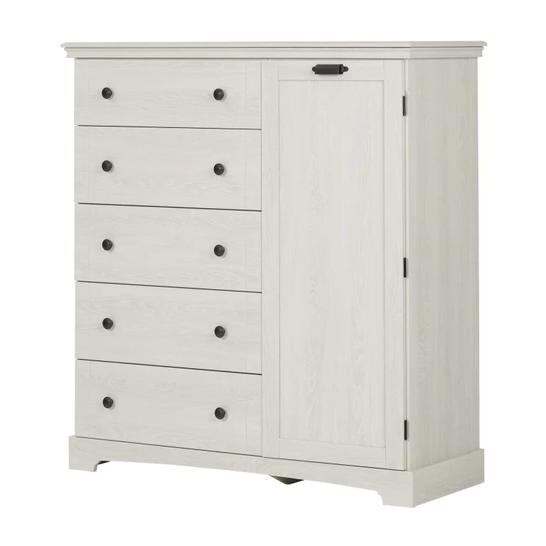 South Shore Avilla Door Chest with 5 Drawers, Winter Oak