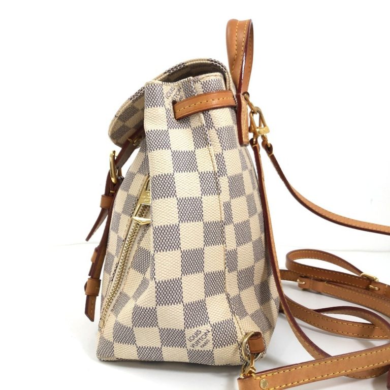 Authenticated Used Louis Vuitton Backpack Daypack Speron BB N44026 Damier Azur Canvas White Ladies LOUIS VUITTON