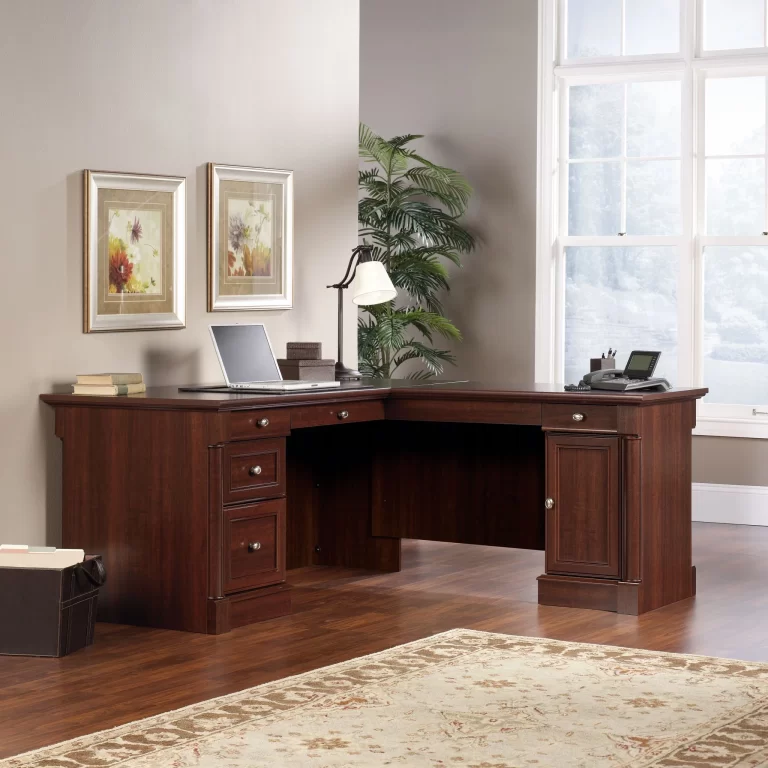 Sauder Palladia L-Shaped Desk, Select Cherry Finish