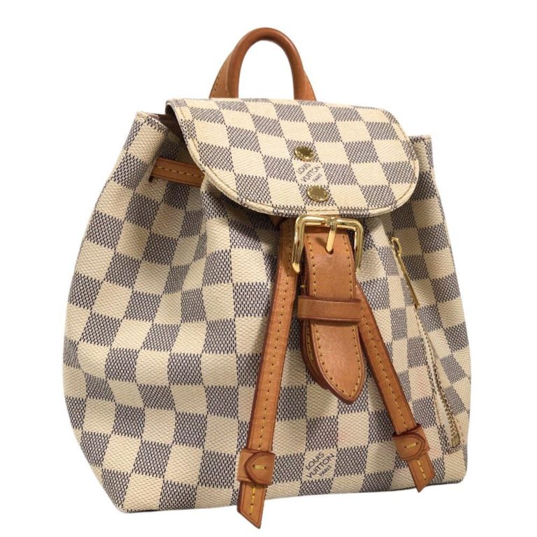 Authenticated Used Louis Vuitton Backpack Daypack Speron BB N44026 Damier Azur Canvas White Ladies LOUIS VUITTON