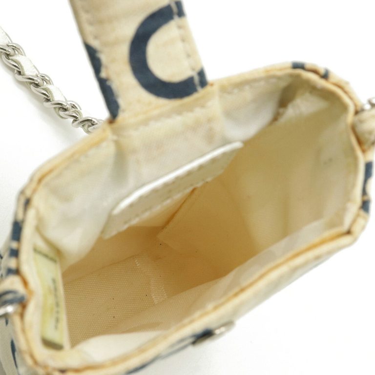 Authenticated Used CHANEL Chanel by sea mobile case iQOS IQOS shoulder pouch canvas ivory white navy