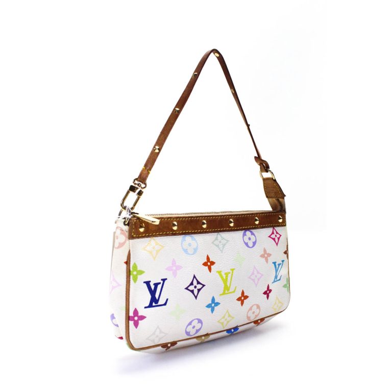 Pre-owned|Louis Vuitton Womens Coated Canvas Monogrammed Pouchette Shoulder Bag Handbag