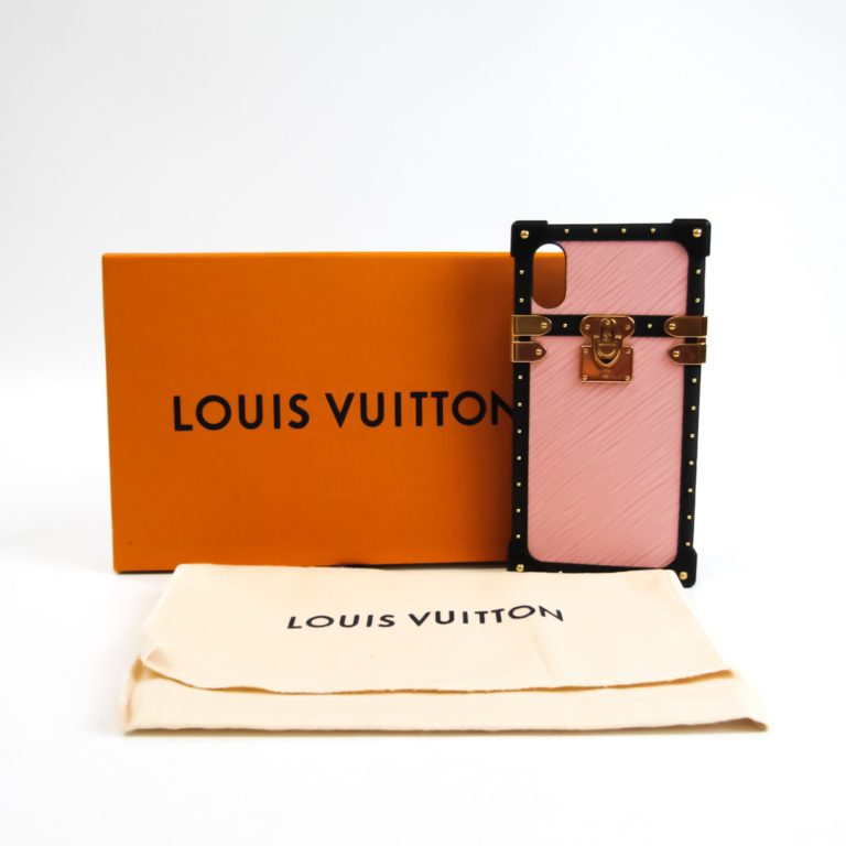 Authenticated Used Louis Vuitton Epi Epi Leather Phone Bumper For IPhone X Noir,Rose Ballerine iPhone X XS Eye Trunk Light M67894