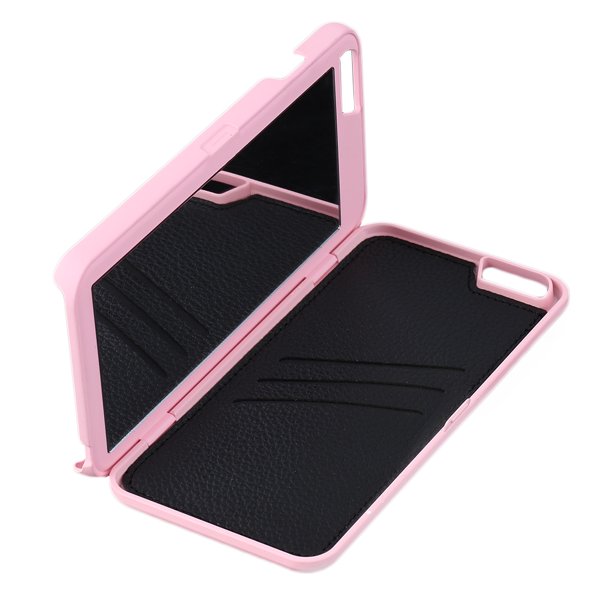 Luxury Lady PU Leather 3D Make up Wallet Mirror Dual Layer Card Slots Cover Case For iPhone 6 6s/ 6 6s Plus 4.7/5.5 Inches