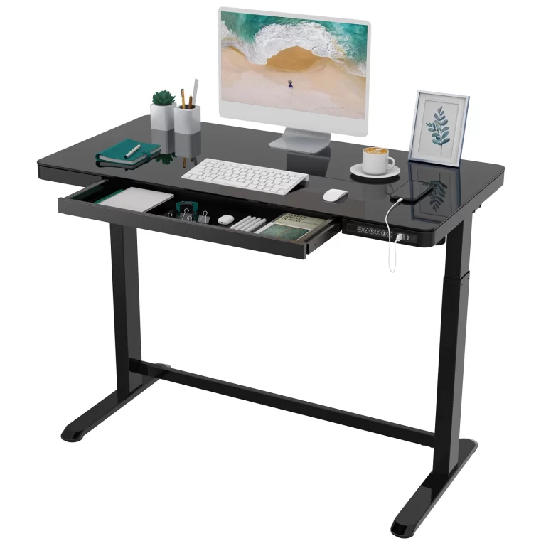 FlexiSpot 48″ W Ergonomic Home Office Height Adjustable Standing Desk Tempered Glass Top, Black