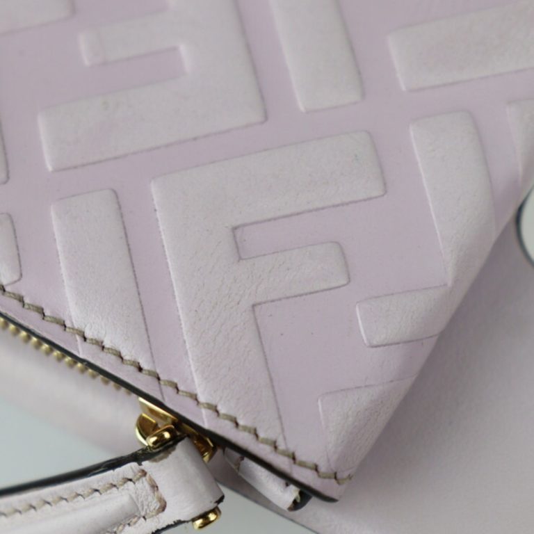 Authenticated Used FENDI Fendi iPhone 11 Pro Case Other Accessories 7AR890 Leather Light Purple Gold Hardware Zucca Pattern Smartphone Cover Coin Purse Card