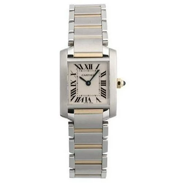 Cartier Women’s 20mm Steel Bracelet & Case S. Sapphire Swiss Quartz White Dial Analog Watch W51007Q4