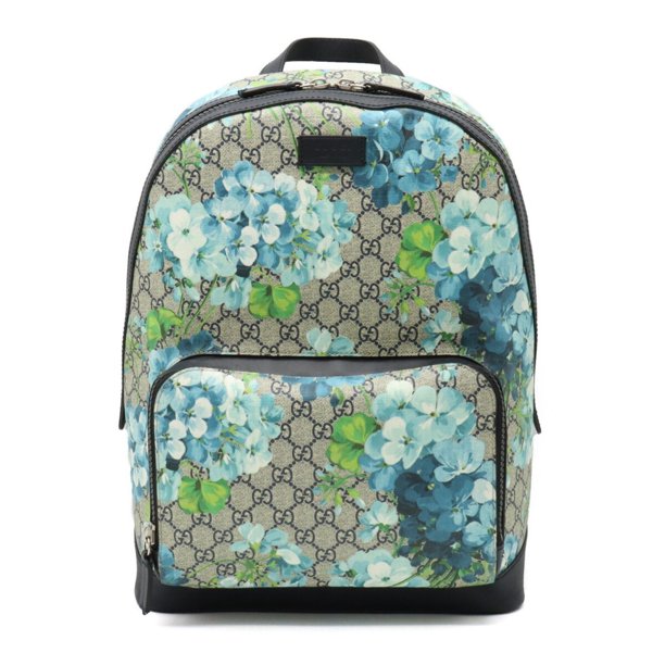 Authenticated Used GUCCI Gucci GG Blooms Supreme Backpack Rucksack Flower PVC Leather Blue Multicolor 546324