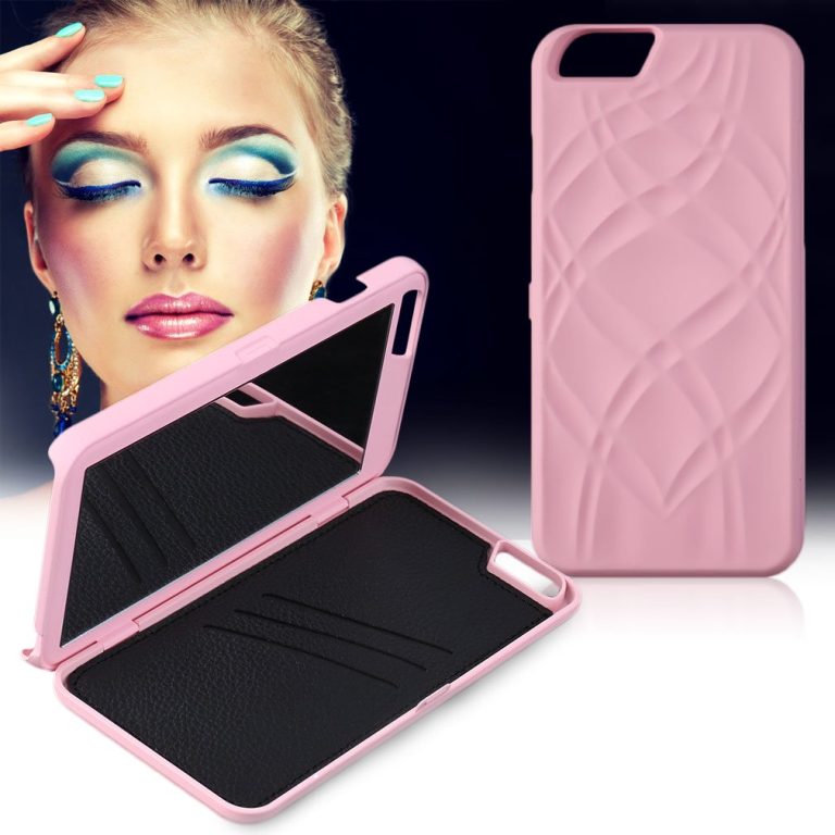 Luxury Lady PU Leather 3D Make up Wallet Mirror Dual Layer Card Slots Cover Case For iPhone 6 6s/ 6 6s Plus 4.7/5.5 Inches