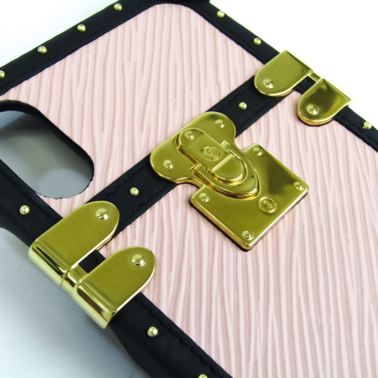 Authenticated Used Louis Vuitton Epi Epi Leather Phone Bumper For IPhone X Noir,Rose Ballerine iPhone X XS Eye Trunk Light M67894