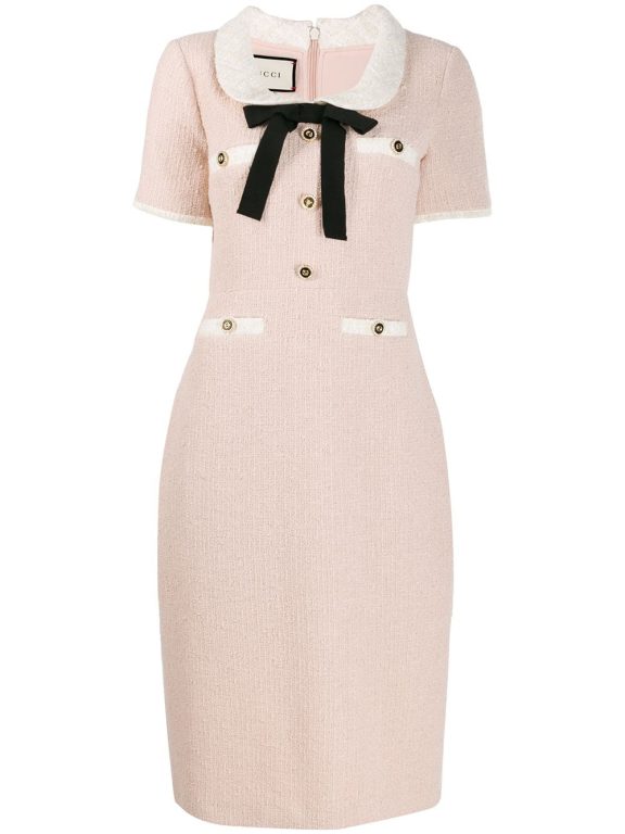 Gucci ribbon detailed tweed dress