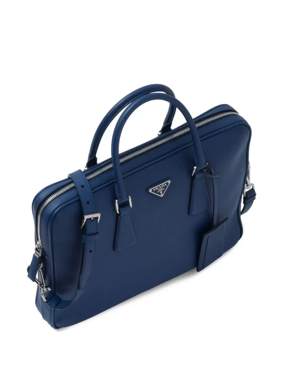 Prada triangle-logo Saffiano leather briefcase